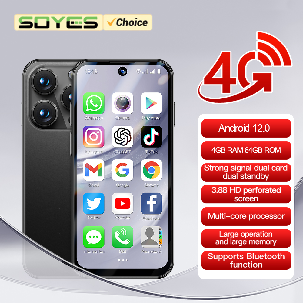 SOYES XS19 Pro 3.88インチ ミニスマートフォン 4GB RAM 64GB ROM Android 12.0 オクタコア 1950mAh Face ID 4G LTE Type-C OTG 小型電話