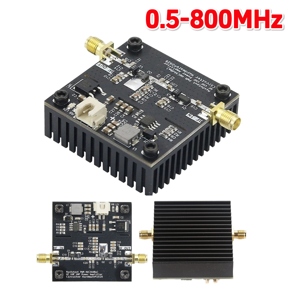HF VHF UHF RF パワーアンプ DC15-30V 0.5-800MHz 36dB ゲイン 15W 0.5-800MHz アマチュア無線用 VHF UHF パワーアンプ
