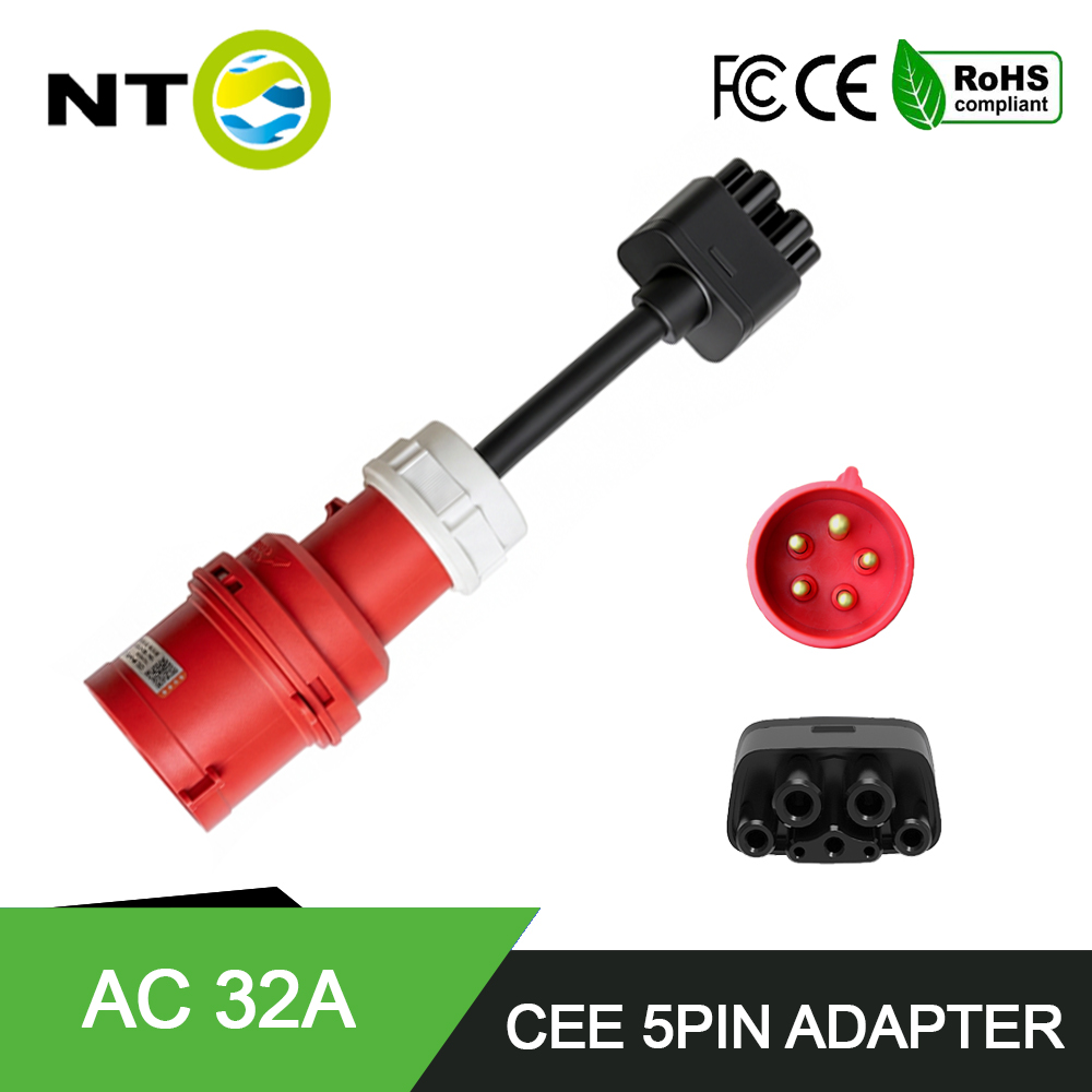 NTO 32A CEE 5ピンアダプター モデルS 3 X Y Gen 2 EV充電器と互換性あり 電気自動車用ユニバーサルモバイルコネクタ
