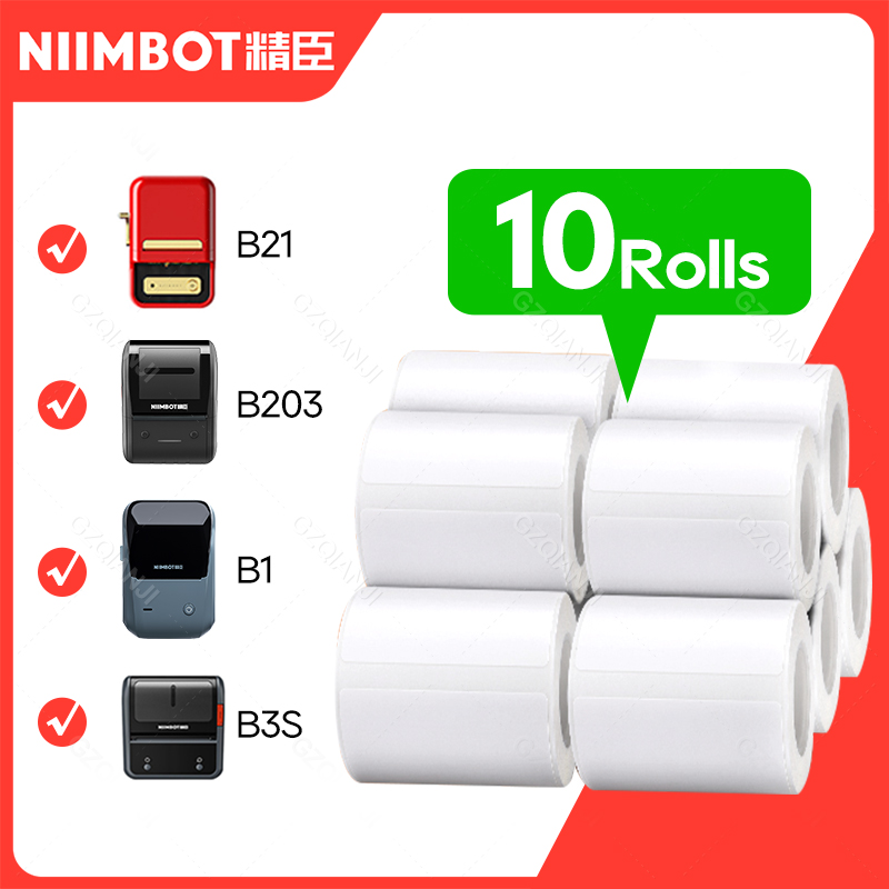 NiiMbot B1 B21 ラベルプリンタ防水耐油耐引裂性値札ピュアカラー傷つきにくいステッカー粘着紙
