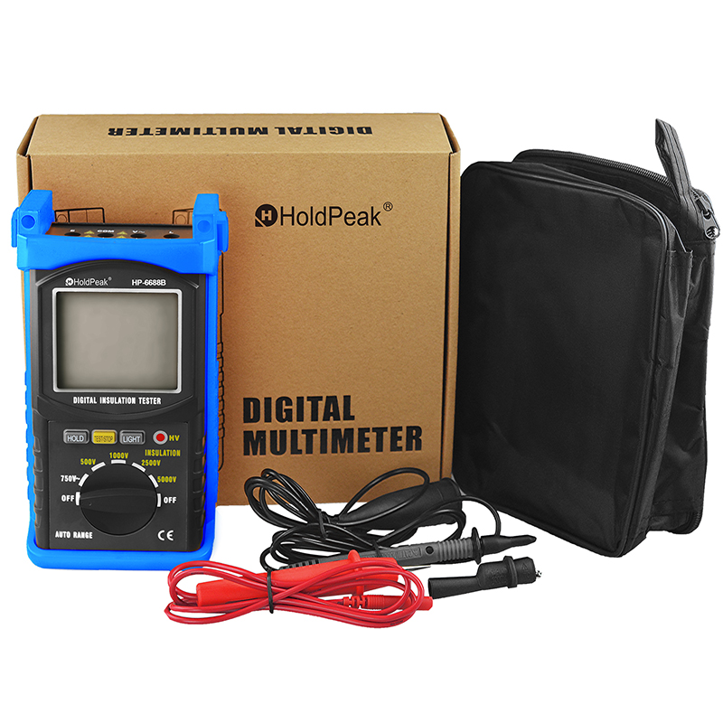 HoldPeak-デジタル絶縁抵抗計、プロフェッショナル電圧測定器、オートレンジ、ポータブル、HP-6688B、5000V