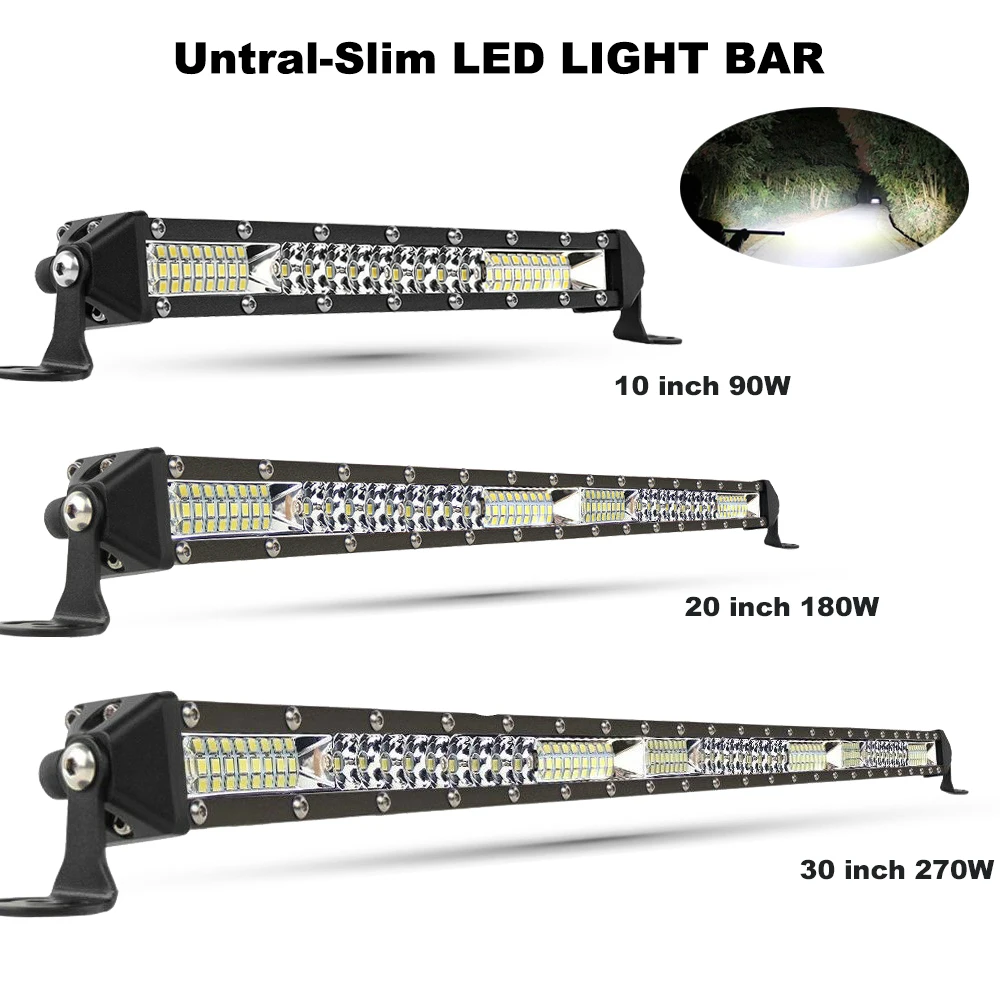 スリムスポットフラッド LED バーオフロード 12V 24V LED ライトバー/ワークライト車 4 × 4 トラック ATV SUV ボート Lada Barra LED ライトバー