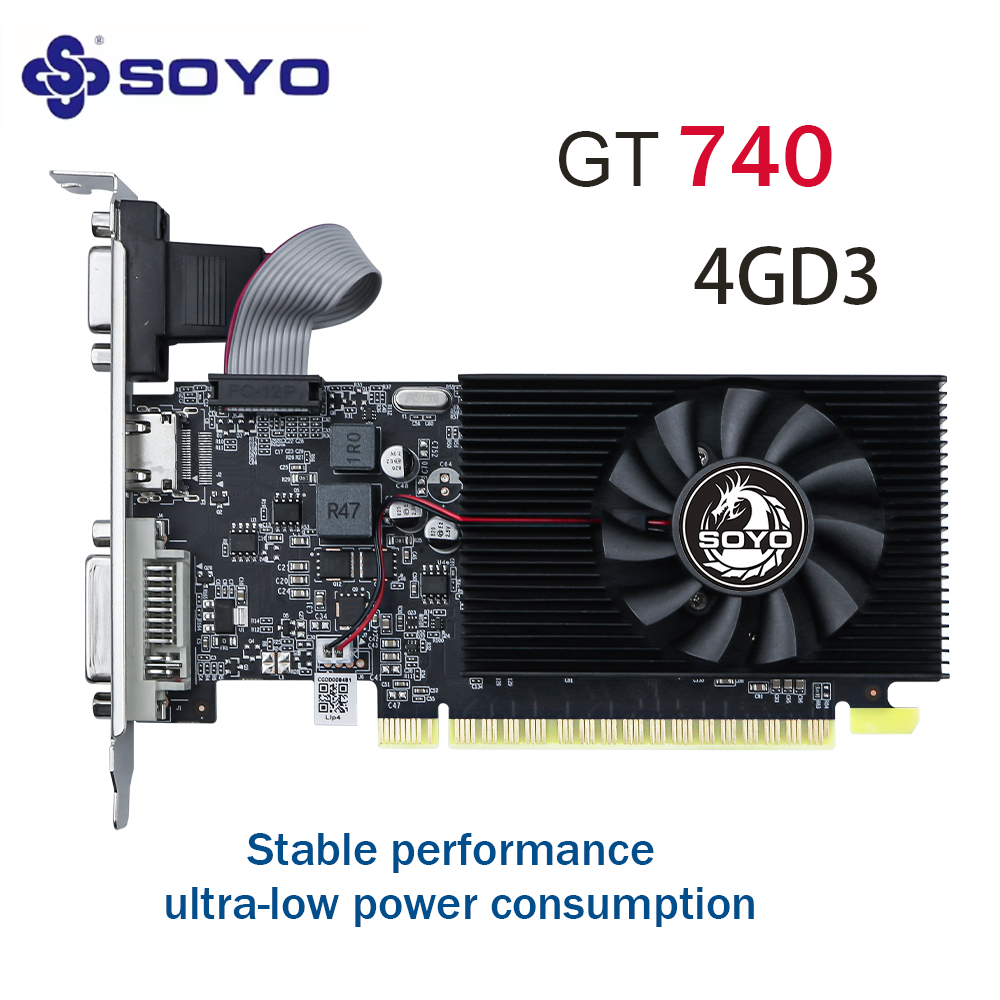 SOYO グラフィックカード NVIDIA GT 740 4G GDDR3 128bit VGA*1 HDMI互換 DVI*1 デスクトップゲーミングコンピュータ用ビデオカード GPU