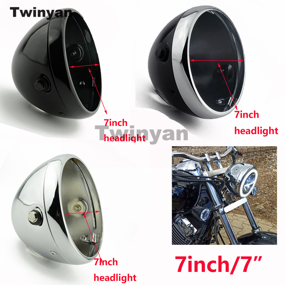 7 インチオートバイランプ LED ヘッドライトランプシェルバケットハウジングハーレーオートバイホンダシャドウカワサキバルカンスズキ用
