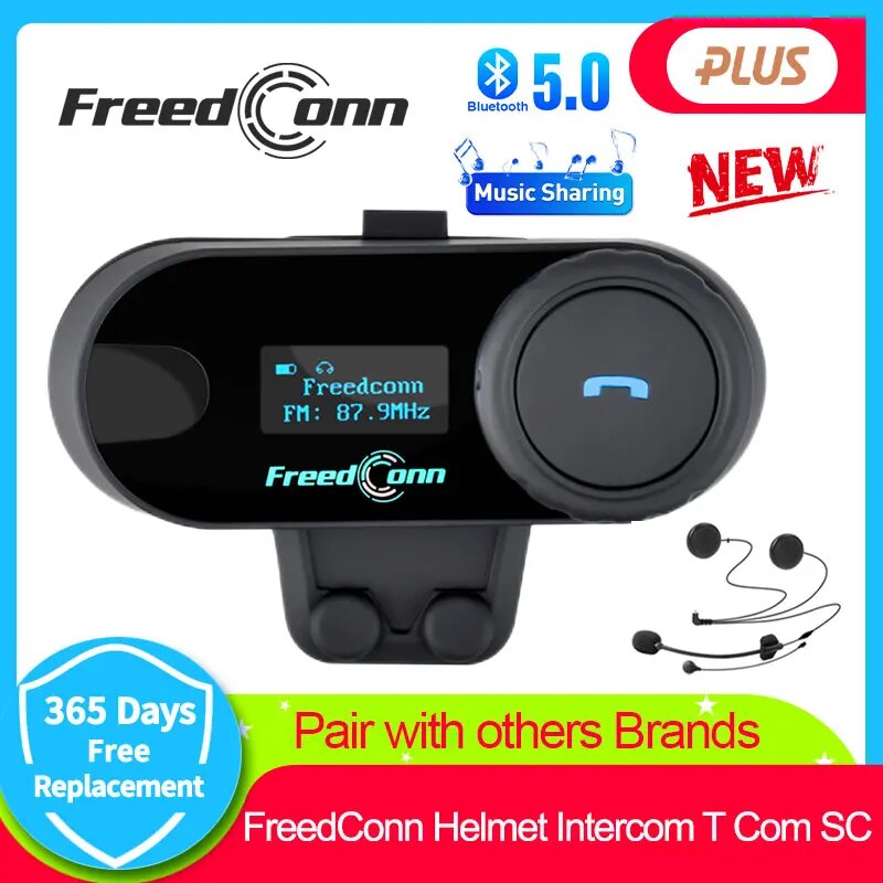 Freedconn T Com SC Bluetooth オートバイインターホンヘルメットヘッドセットワイヤレス通信インターホン BT 5.0 音楽共有 10 ライダー