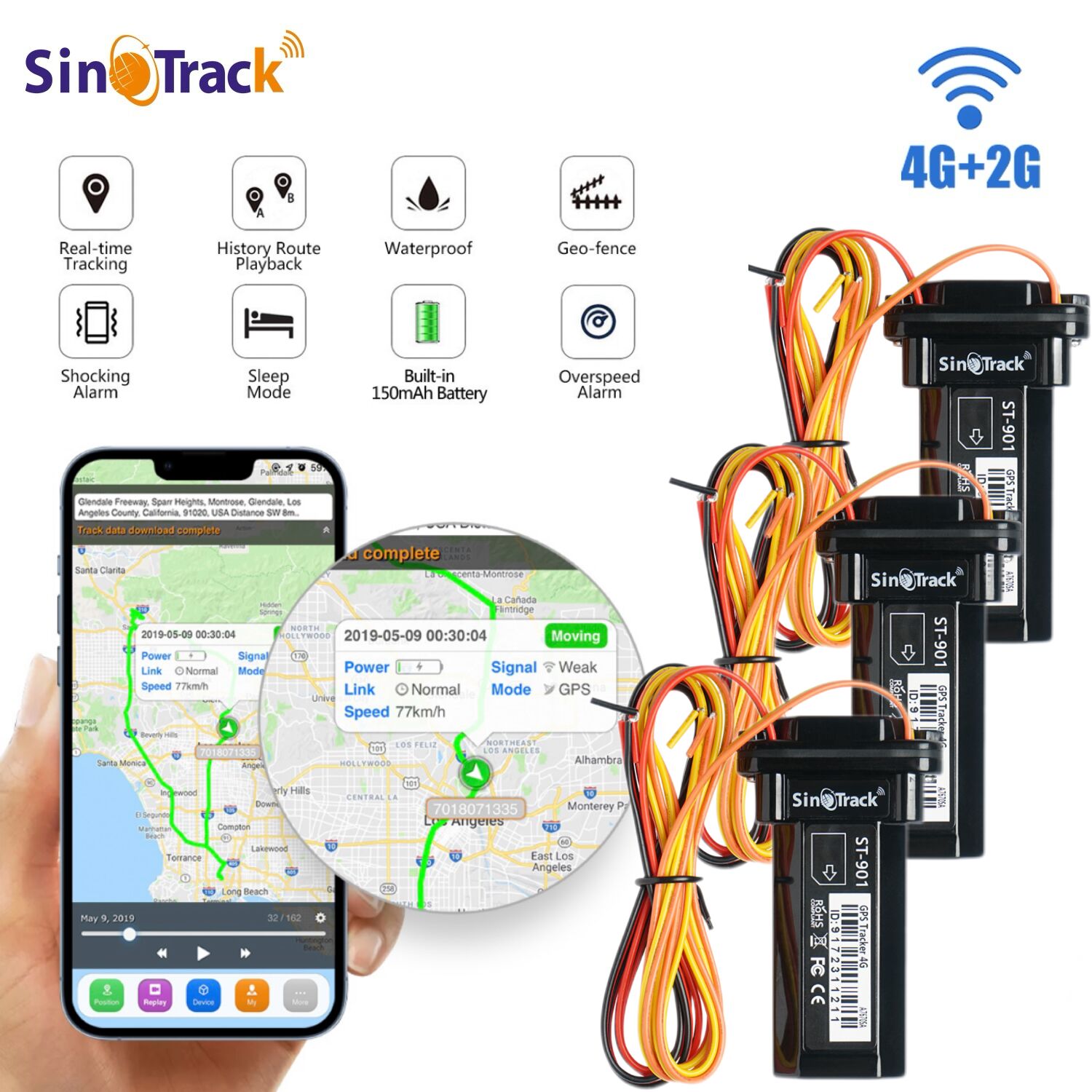 4 グラム SinoTrack 3 ユニット ST-901L ミニカートラッカー車 SUV トラックバス GPS 4PIN リレーカットエンジン用