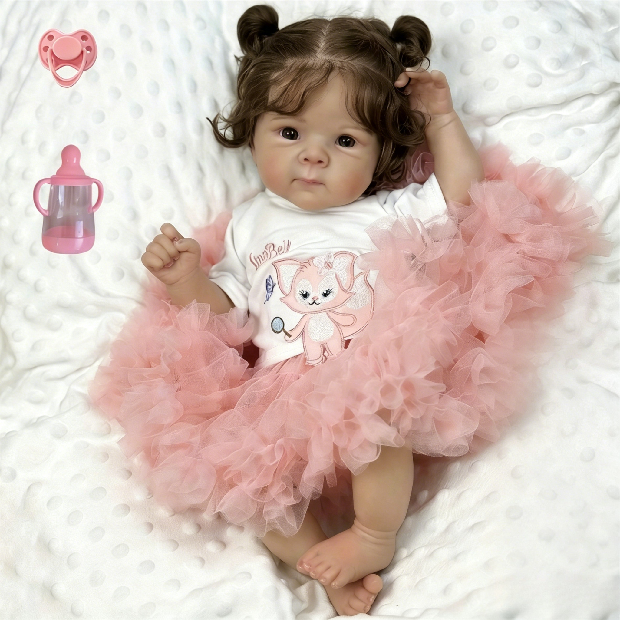 BZDOLL 48 センチメートルリボーンベビードールビニール手足布ボディかわいい赤ちゃん手作り誕生日ギフトままごと就寝時のおもちゃ