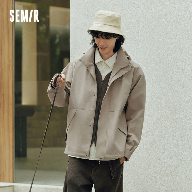 Semir 男性ジャケットフード付きレタープリントカップルアウトドアカジュアルスタイルルーズ秋防風上着日常着 2026