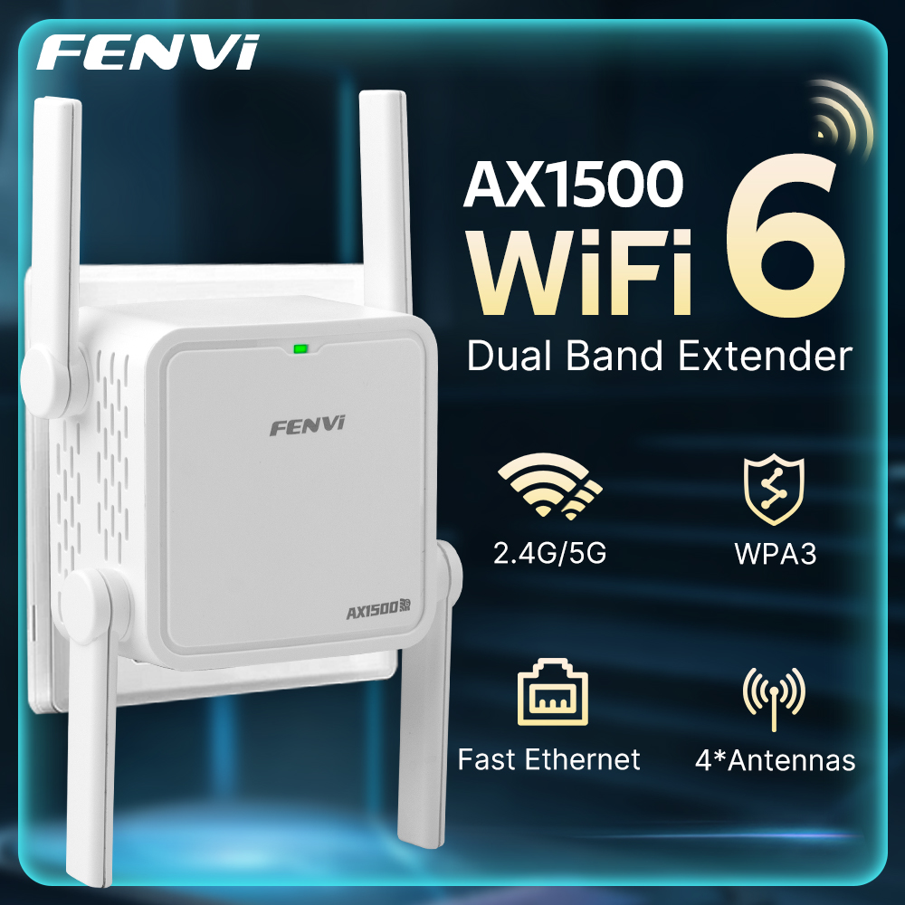 FENVI WiFi 6 リピーター 5Ghz AX1500 エクステンダー 信号ブースター デュアルバンド 2.4G/5GHz Wi-Fi 信号増幅器 長距離ネットワーク 簡単セット