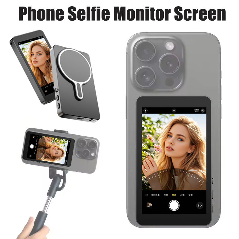 電話ワイヤレス磁気 Selfie モニター画面スマートフォン Vlog ライブストリームビデオ録画電話リアカメラ Selfie モニター