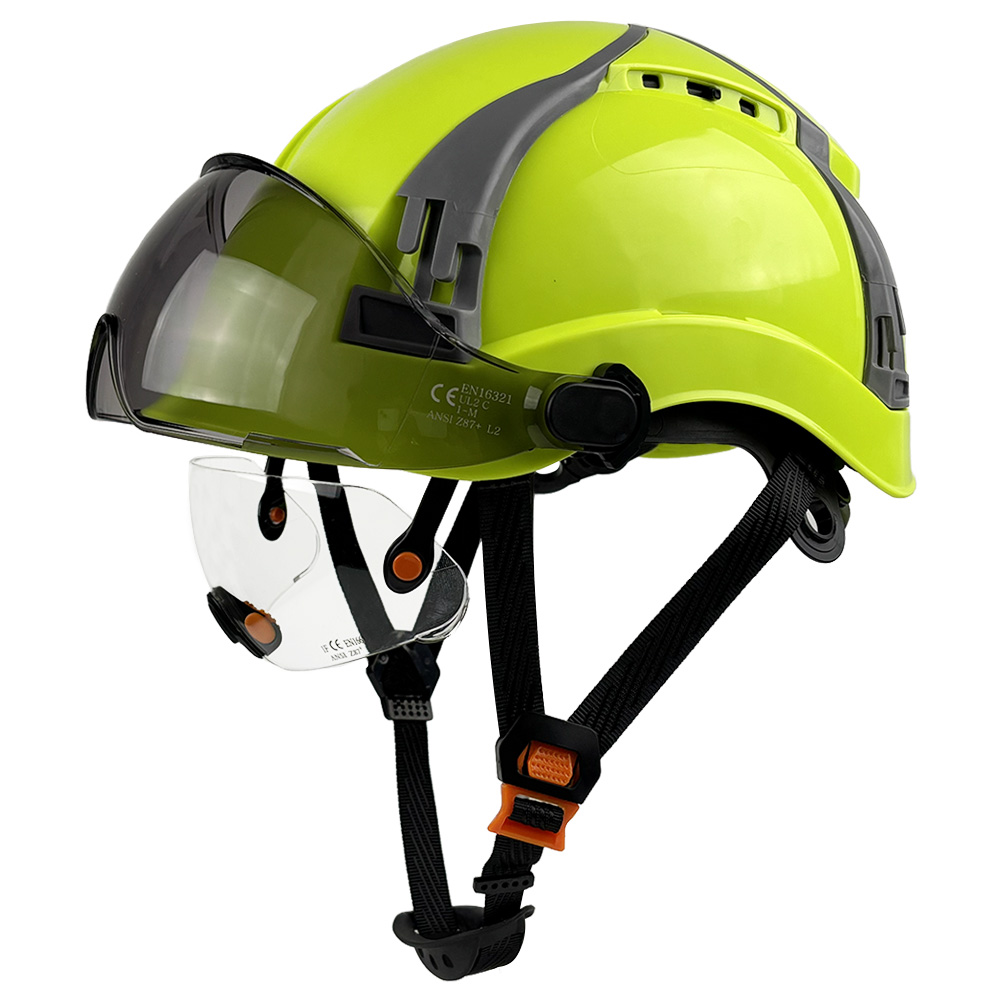 CE 安全ヘルメット調節可能な多方向ベントスロットバイザー内蔵ゴーグル ABS ハード帽子 ANSI 建設エンジニアワークキャップ新しい