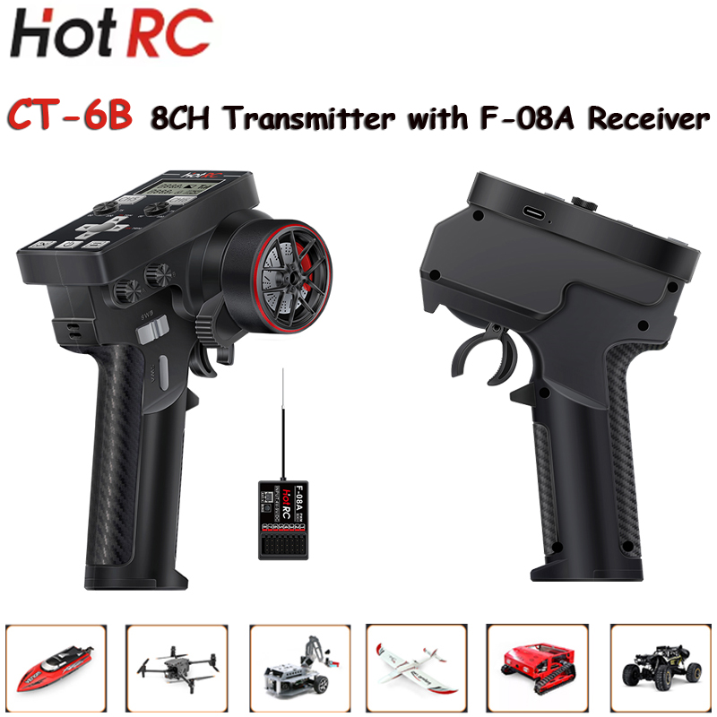 HOTRC CT-6B 8CH トランスミッターリモコン 2.4Ghz ラジオ CT6B F-08A レシーバー付き RC モデルカーボート航空機クアッドコプター用