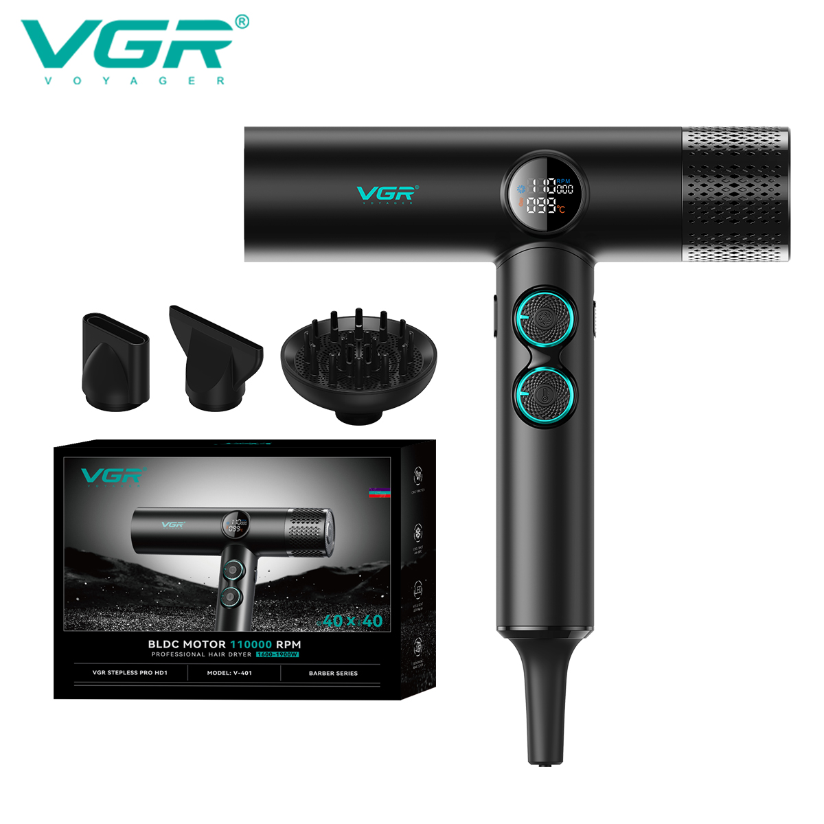 VGR ヘアドライヤープロフェッショナル BLDC モーター理容ヘアドライヤー機 110000 RPM 強力なマイナスイオンヘアスタイリングサロンドライヤー V-401