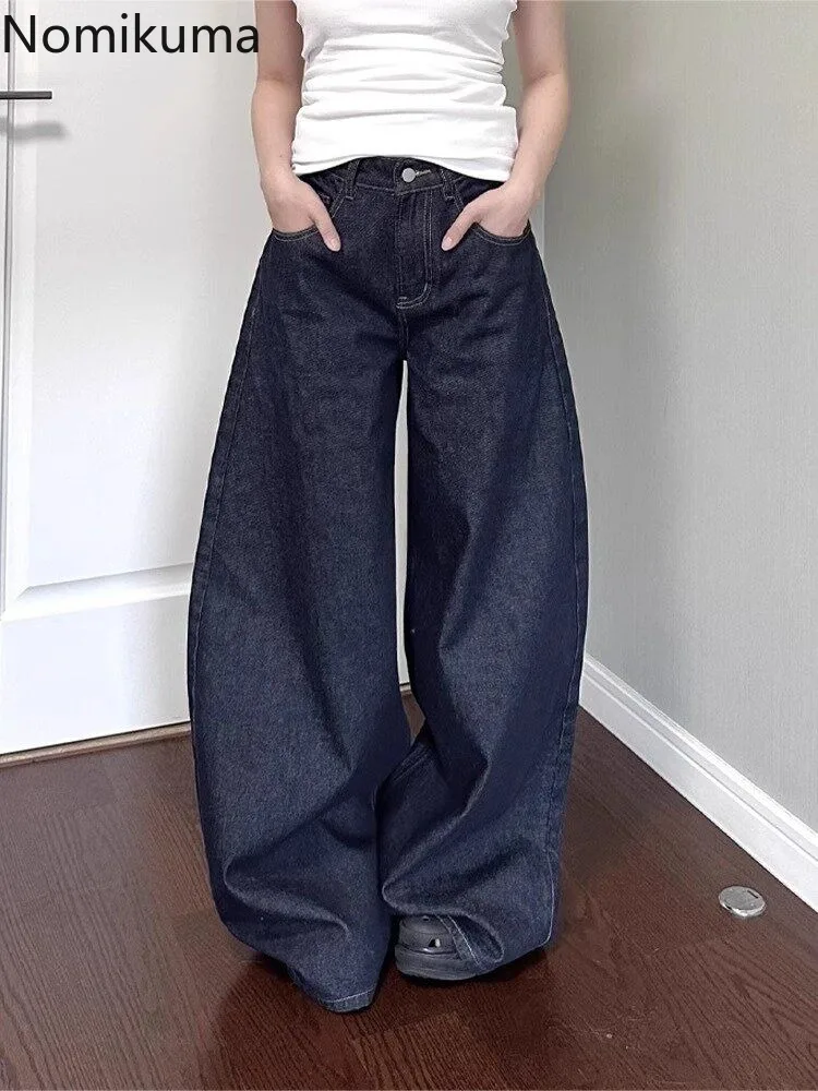 ジーンズ女性ストリートシックな Y2k ワイドレッグパンツ 2025 新 Bottms ハイウエストストレートデニムパンツカジュアル韓国パンタロンファム