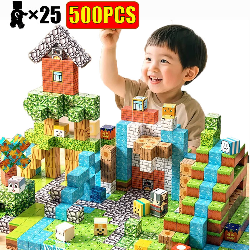 10-500 個磁気ブロックセットビルディングおもちゃビルド鉱山マグネット世界モデル STEM モンテッソーリ感覚子供のためのクリスマスギフト