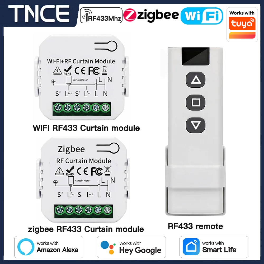 TNCE Tuya カーテン スイッチ モジュール wifi zigbee rf433mhz、ローラー ブラインド シャッター モーター ブレーカー、スマート コントロール音声 Alexa Google ホーム