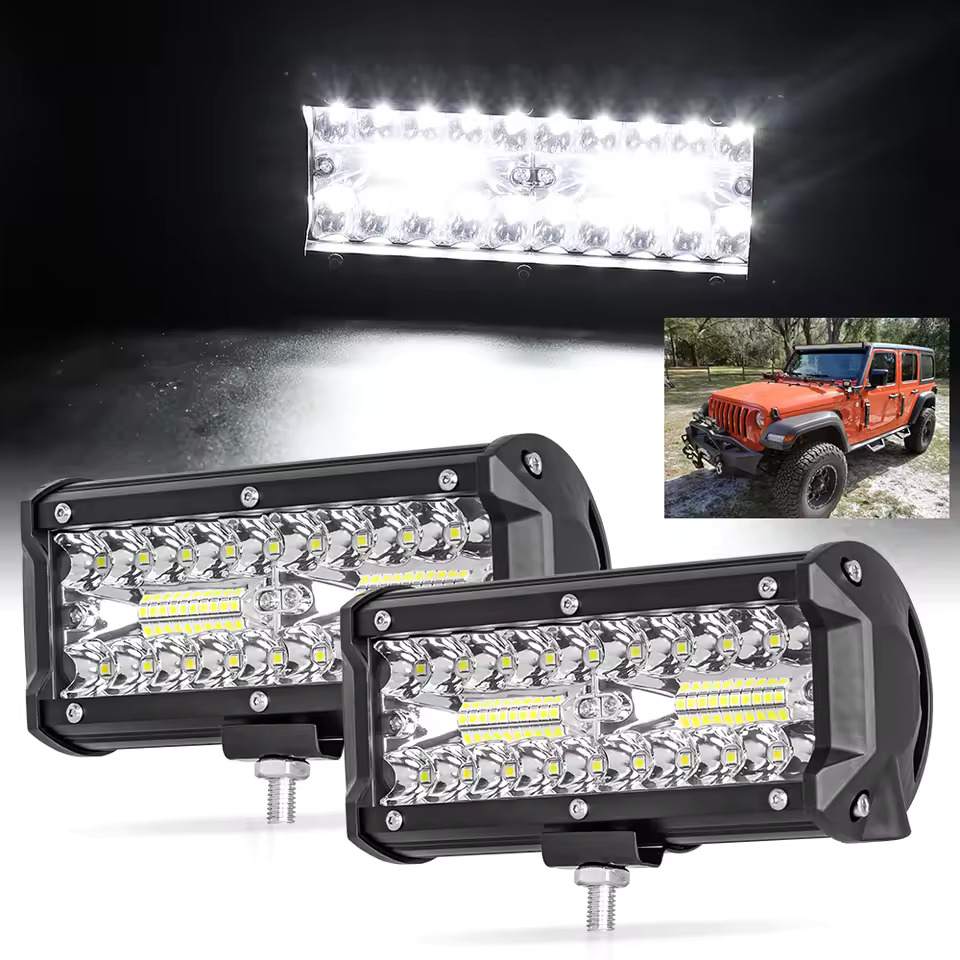 7 インチ LED ワークライトバー 600 ワットスポットフラッドビームコンボ車トラクターボートオフロードトラック SUV ATV 車修理ライト防水