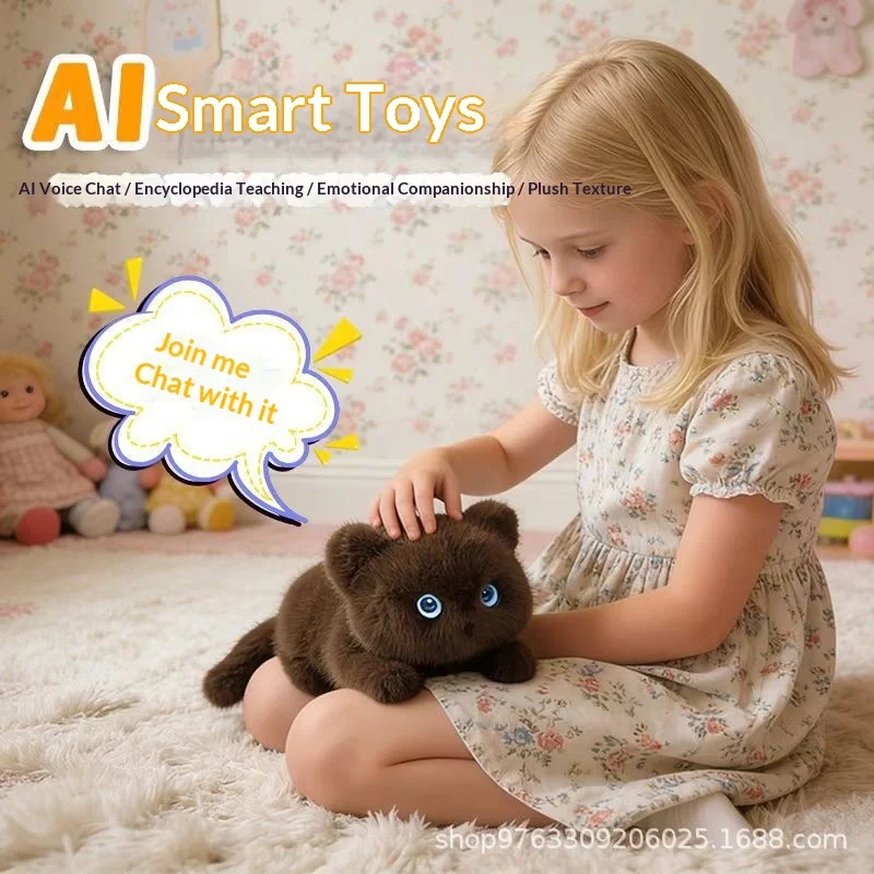 新しい AI ぬいぐるみ猫のおもちゃ音声インタラクティブソフト毛皮のような感情的なコンパニオン早期学習ギフト子供の友人、クラスメートホームバディ