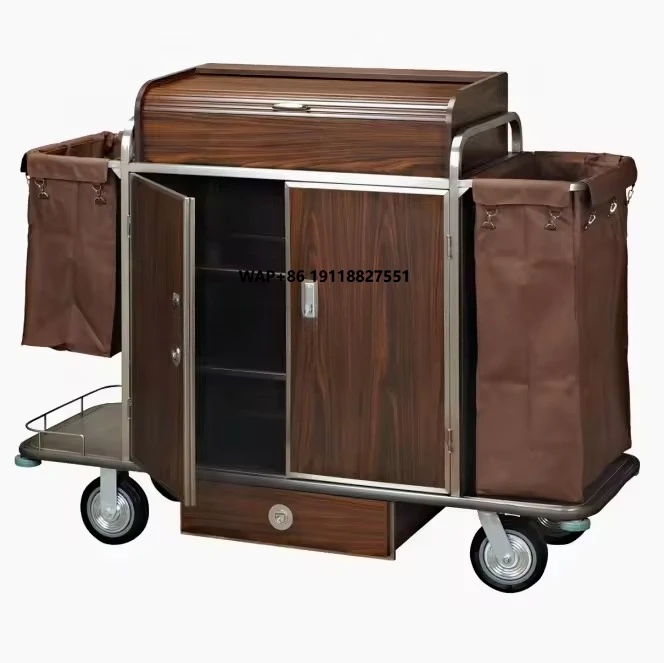 ハウスキーピング ランドリー 木製ホテル ルームサービス トロリー クリーニング カート