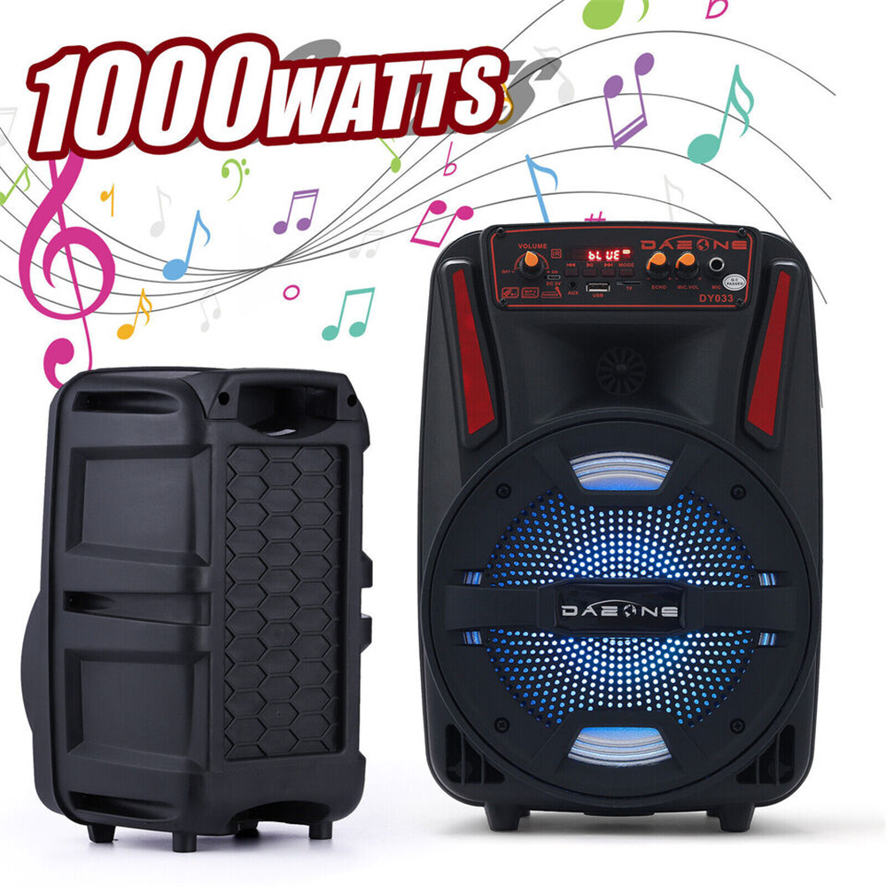 1000 ワットポータブル Bluetooth スピーカー 8 "サブウーファー重低音サウンドシステムパーティーリモートとマイク Led ライト DJ カラオケスピーカー