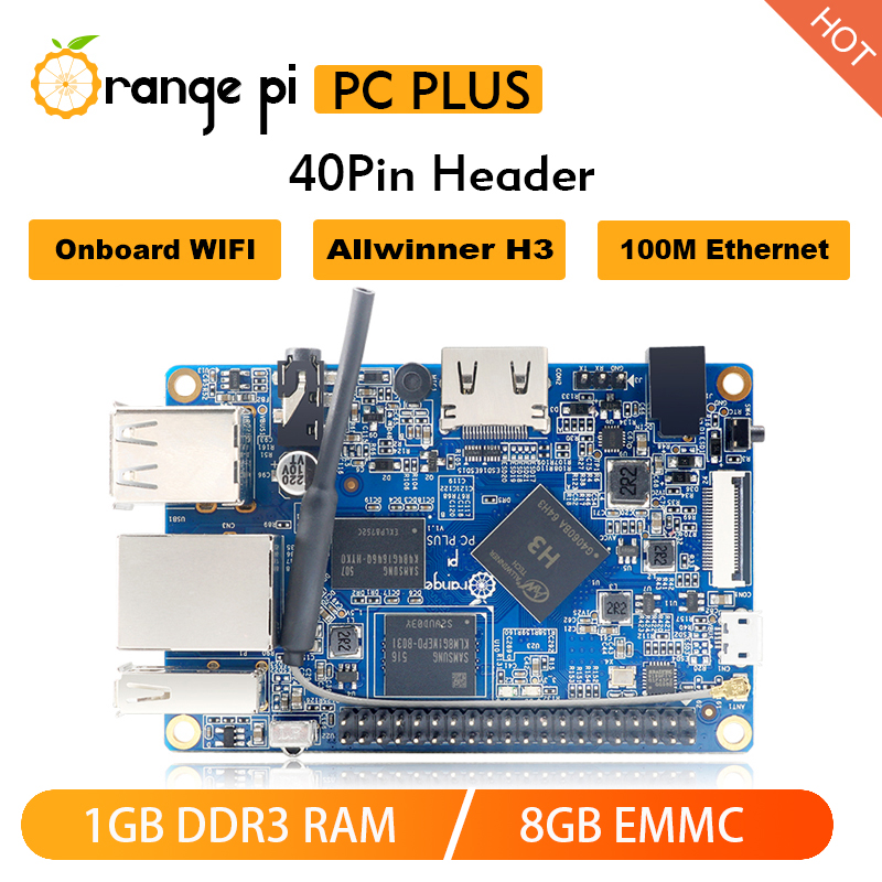 オレンジパイ PC プラス 1 ギガバイト RAM 8 ギガバイト EMMC フラッシュシングルボードコンピュータ Allwinner H3 CPU サポート TF カード/HDMI/WiFi/40Pin DC 電源