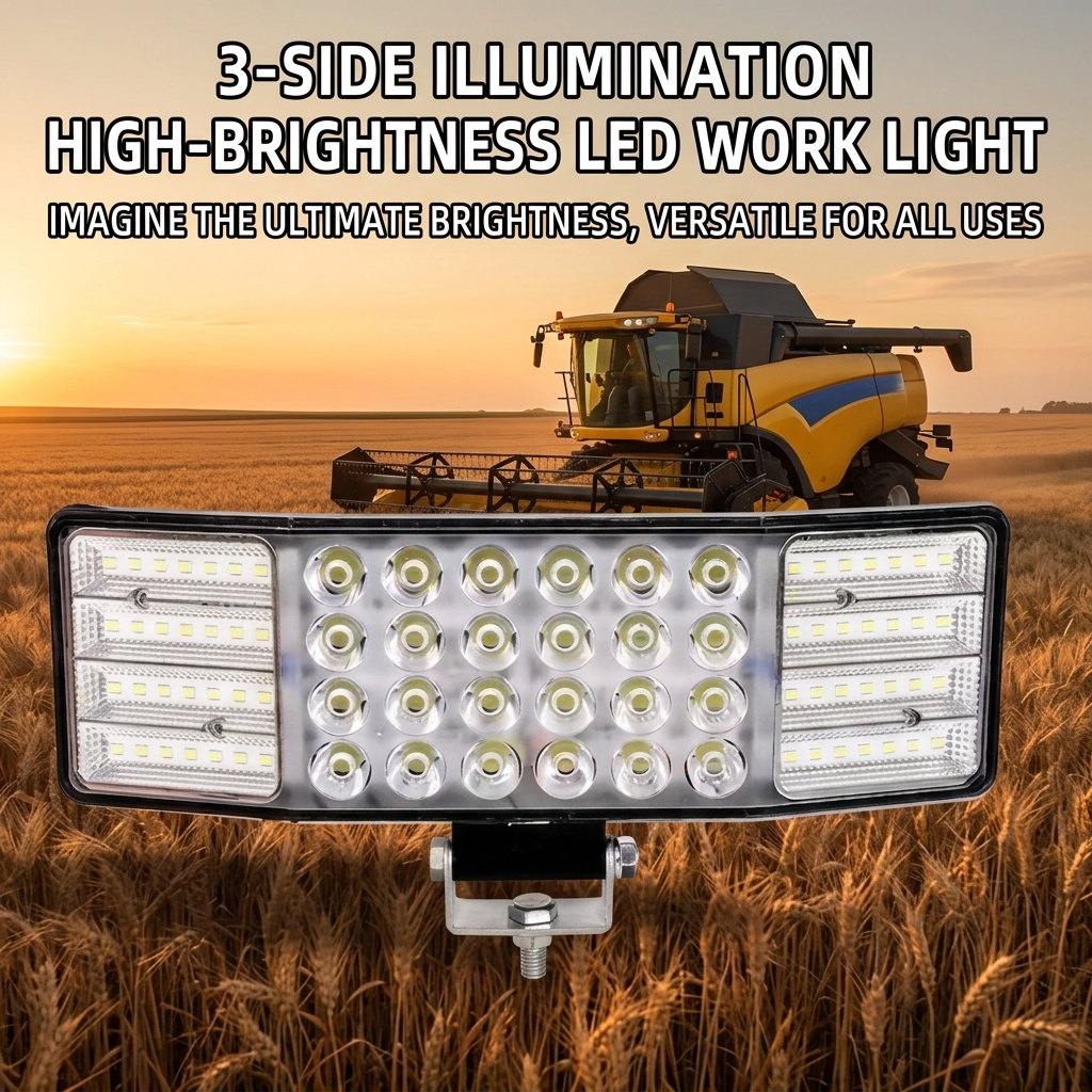 270° 3 両面 LED ワークライトバー 12V-80V トラックトラクター農業車両用ユニバーサル防水ドライビングランプ