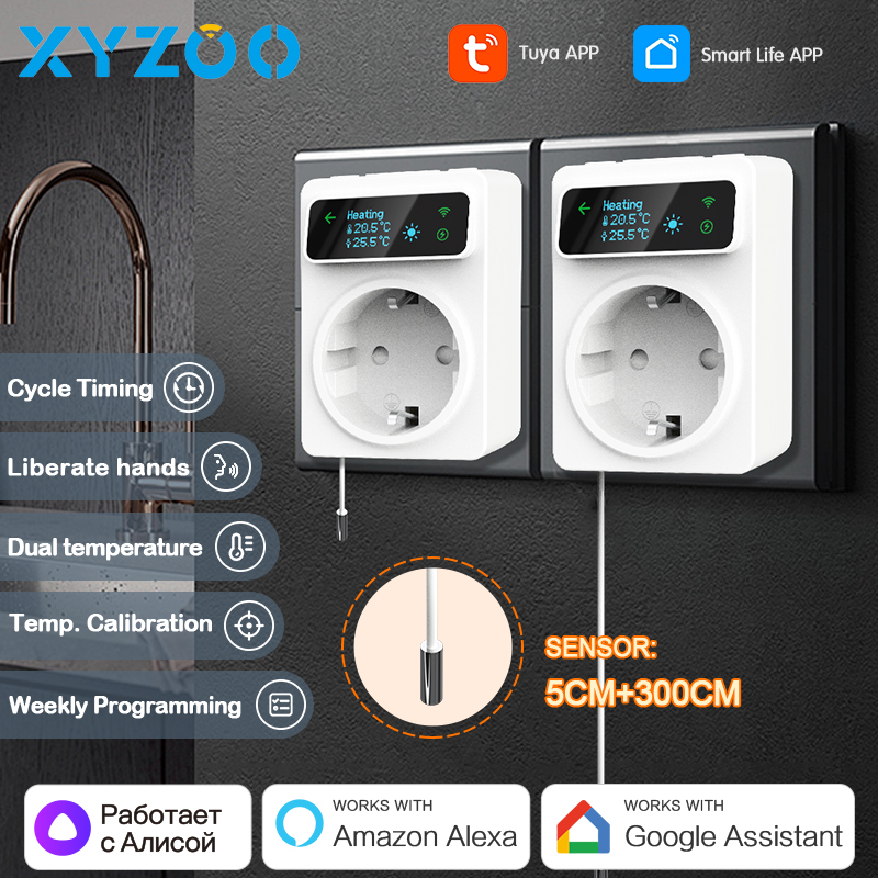 WiFi Tuya スマートソケットサーモスタット 220V 温度コントローラー床暖房冷却サーモスタットサポート音声 Alexa Google ホーム