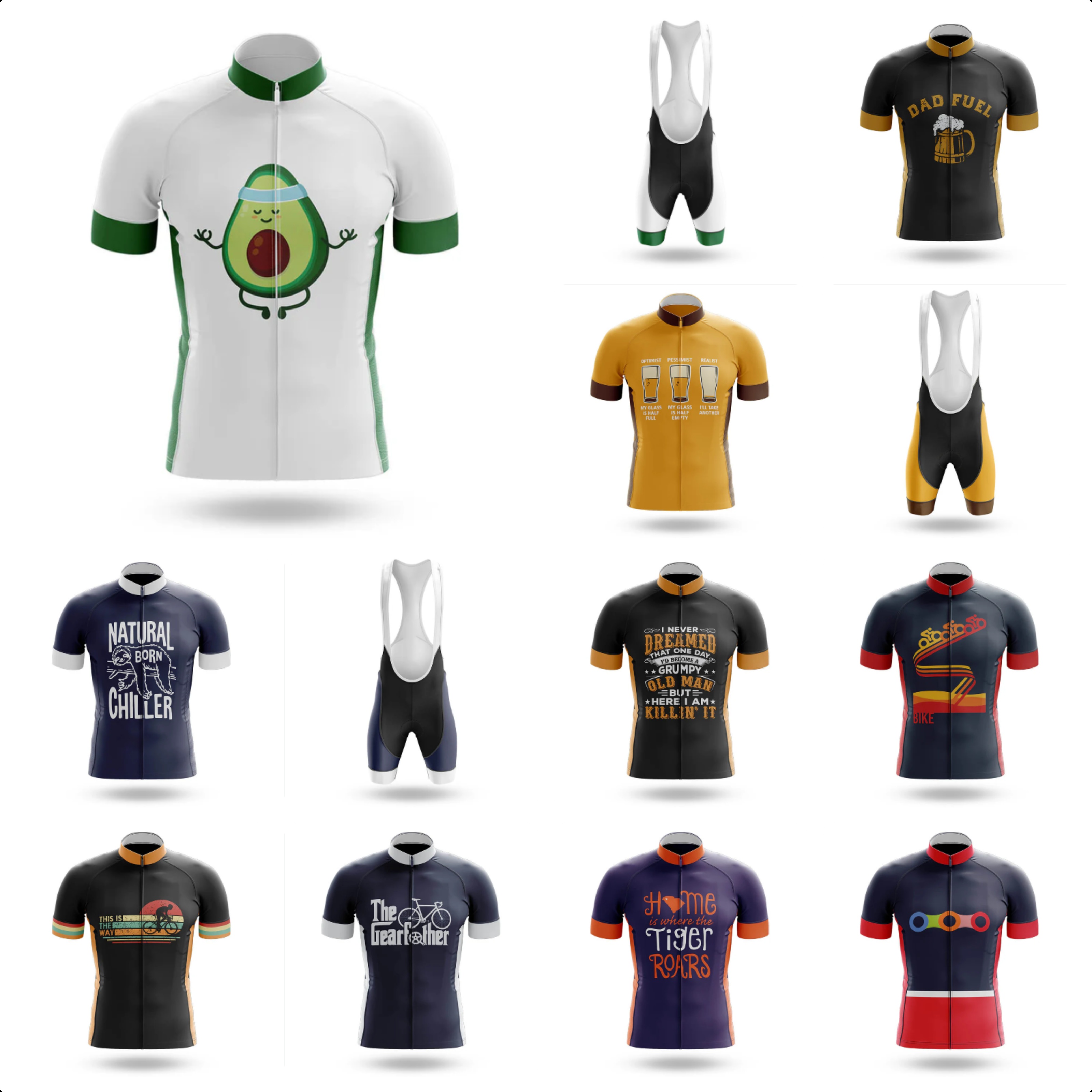 ナチュラルボーンサイクリングジャージ服 Mtb 男性衣料品専門のシャツショーツ男性ジャンパー夏のバイクジャージよだれかけ
