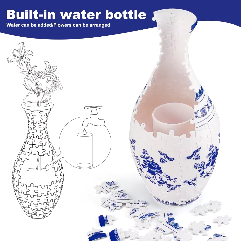 3D パズル花瓶家の装飾クリスマスギフト DIY 中国花瓶花束の花クリエイティブ手作り花瓶パズルおもちゃ