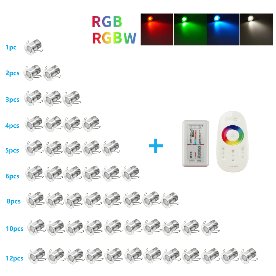 etrnLED RGB Led スポットライト DC12V 調光可能な照明セット防水屋外ミニ天井スポットリモコンキャビネット浴室サウナ