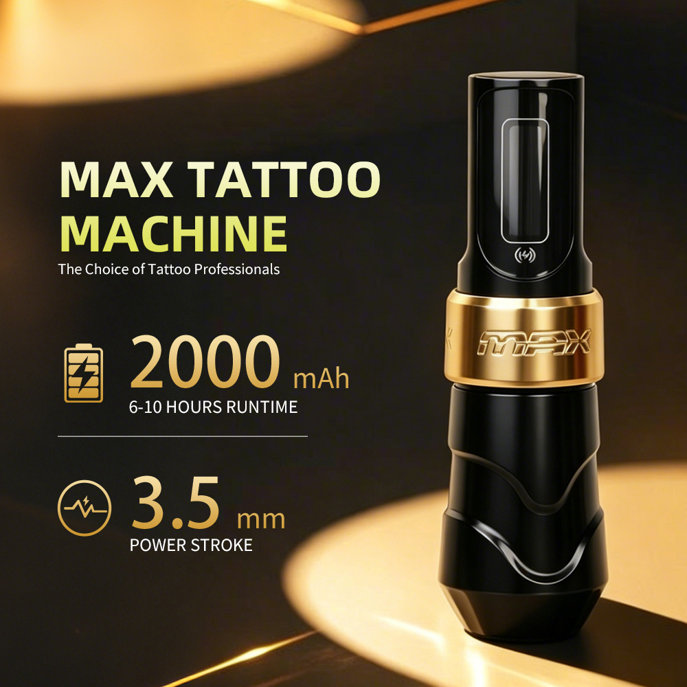 ワイヤレスタトゥーマシンペン 3.5mm ストロークコードレスタトゥーガン初心者向け 2000Amh バッテリー