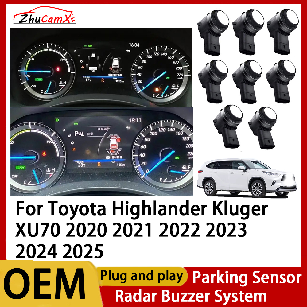 ZhuCamX フロントリアパーキングセンサー支援バックアップレーダーブザーシステム トヨタ ハイランダー クルーガー XU70 2020 〜 2025 用