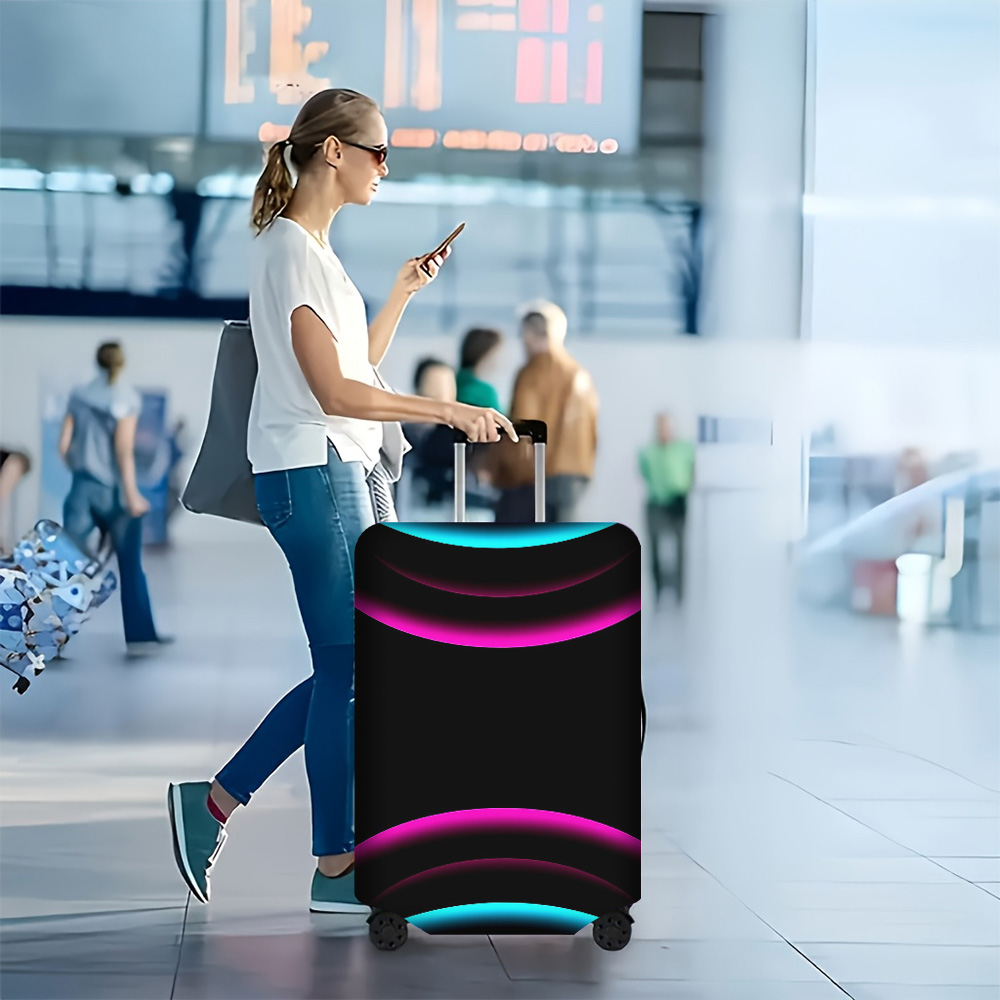 抽象的なプリントが施されたワンピースの荷物カバー。荷物サイズ 18 ～ 32 インチに対応。ほこりや弾力性のある旅行用アクセサリーを効果的に保護します。