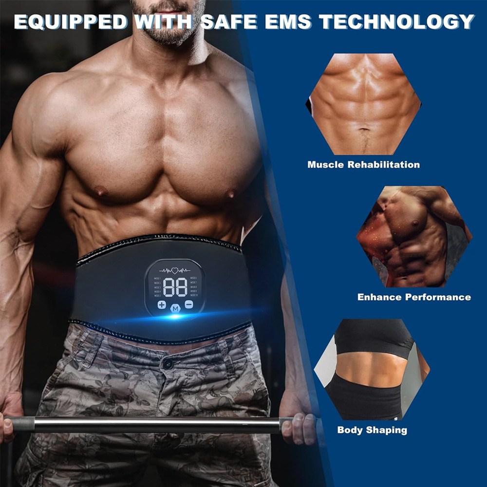 ABS トレーナー腹部トーニングベルト電気ボディマッサージ EMS 筋肉刺激装置ウエスト減量脂肪燃焼痩身