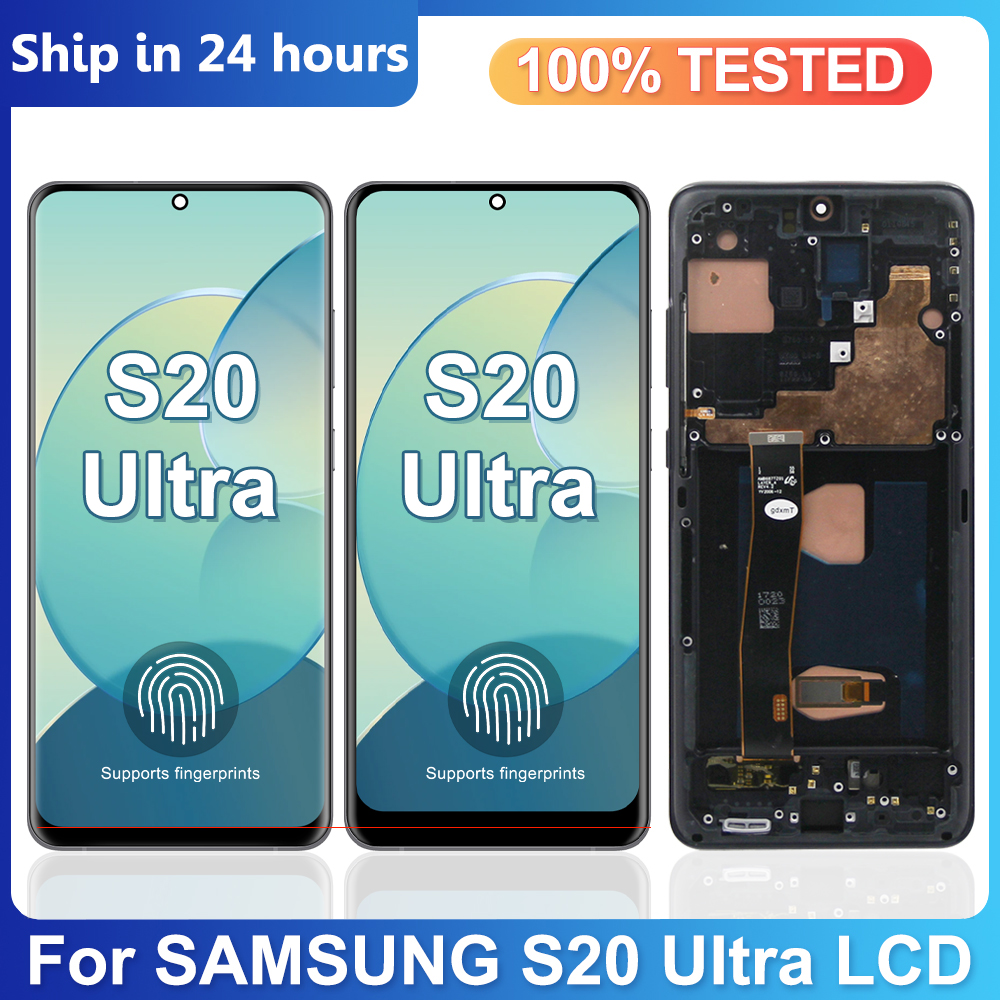 Amoled S20 ウルトラサムスンギャラクシー S20U G988 G988B/DS lcd ディスプレイデジタイザアセンブリタッチスクリーン Pantalla 部分
