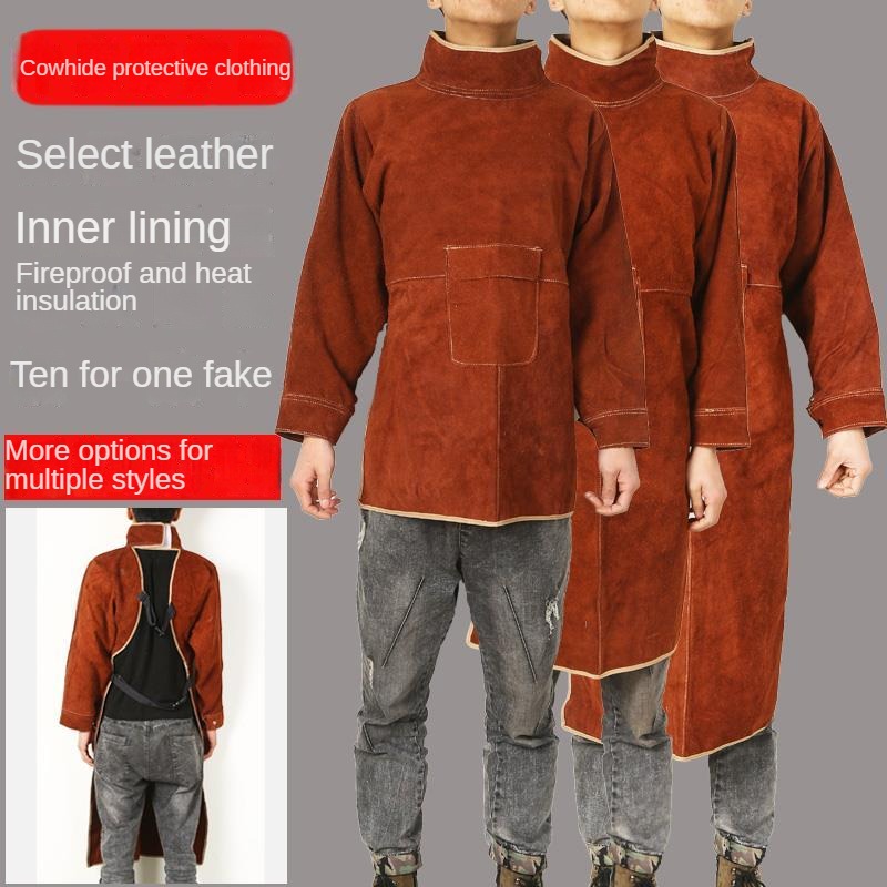 溶接機保護カバー牛革抗火傷溶接作業服難燃性保護服革エプロンコート