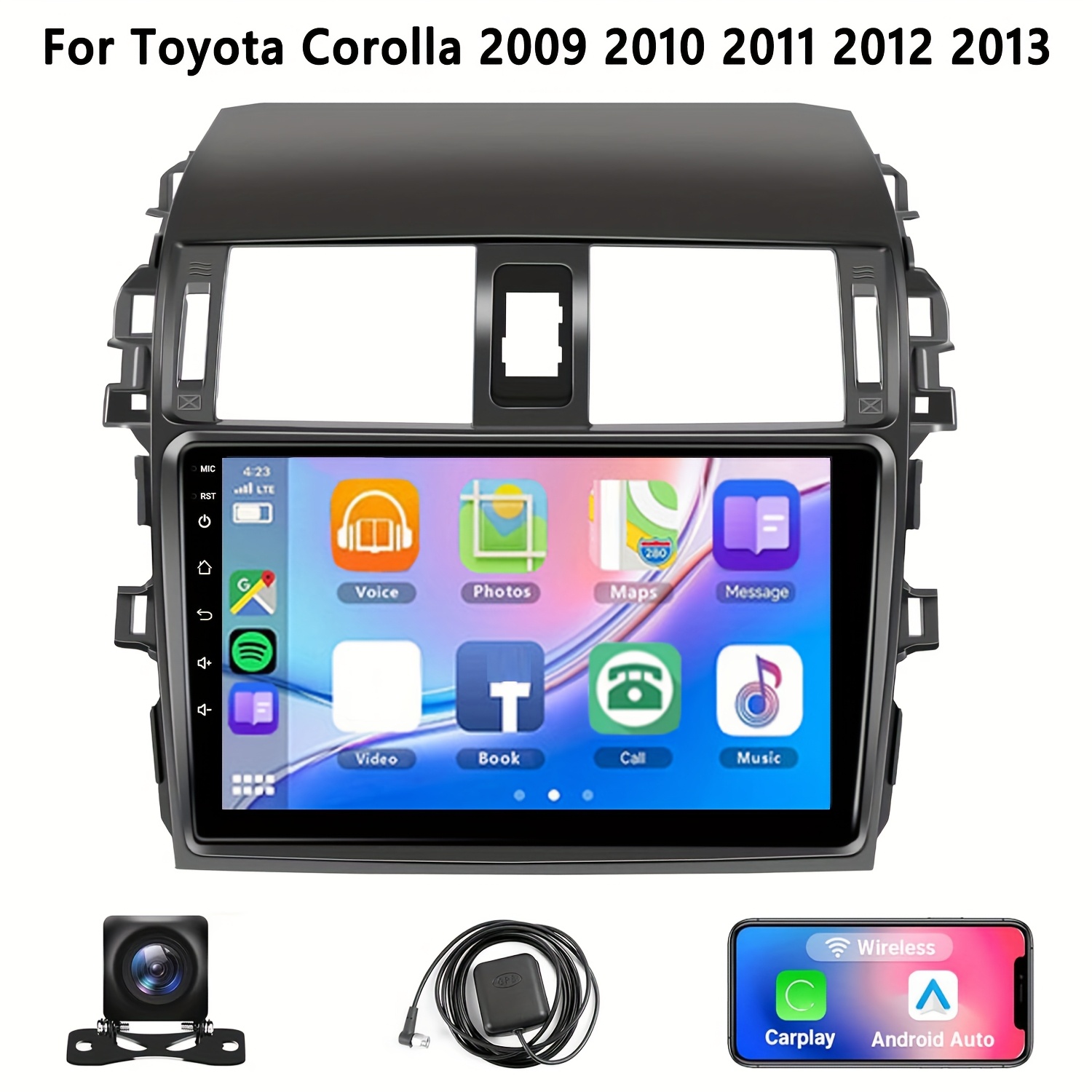 9 インチワイヤレスカーラジオトヨタカローラ 2009 2010 2011 2012 2013 CarPlay Android Auto サポート、2 32G タッチスクリーンカーステレオ