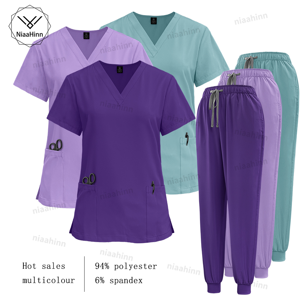 医療スクラブ看護手術着高品質弾性スクラブヘルスケア薬局無地制服卸売作業服ユニセックス