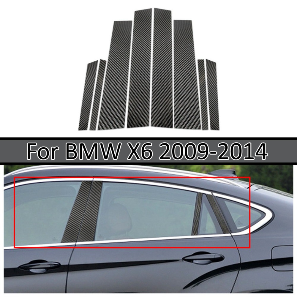 リアルカーボンファイバー B ピラートリムステッカーパネル BMW X6 2009-2014 車外装スタイリングアクセサリーキットセット交換パネル