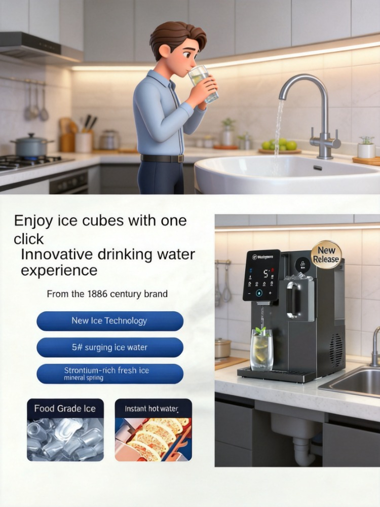 プレミアム家庭用カウンタートップ製氷機とウォーターディスペンサー温冷水浄水器飲料水マシン