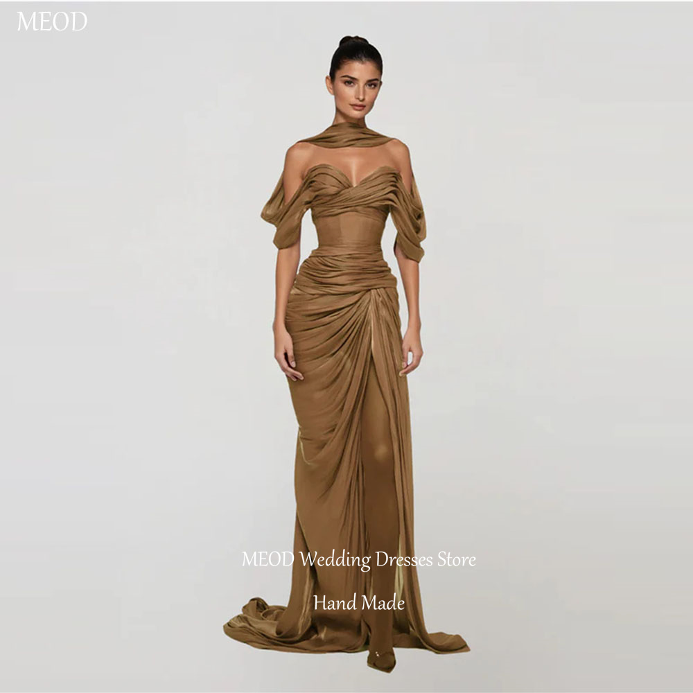 MEOD フォーマルイブニングドレス恋人バックレスハイスリットマーメイドウエディングドレスオフショルダーロングトレーンエレガントドレスカスタマイズ