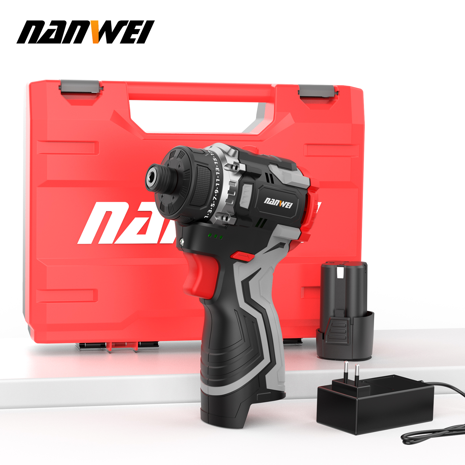 NANWEI 16.8V リチウムイオンコードレスドリルハンドヘルドユニバーサルブラシレス倍速ドライバーコードレスドライバー