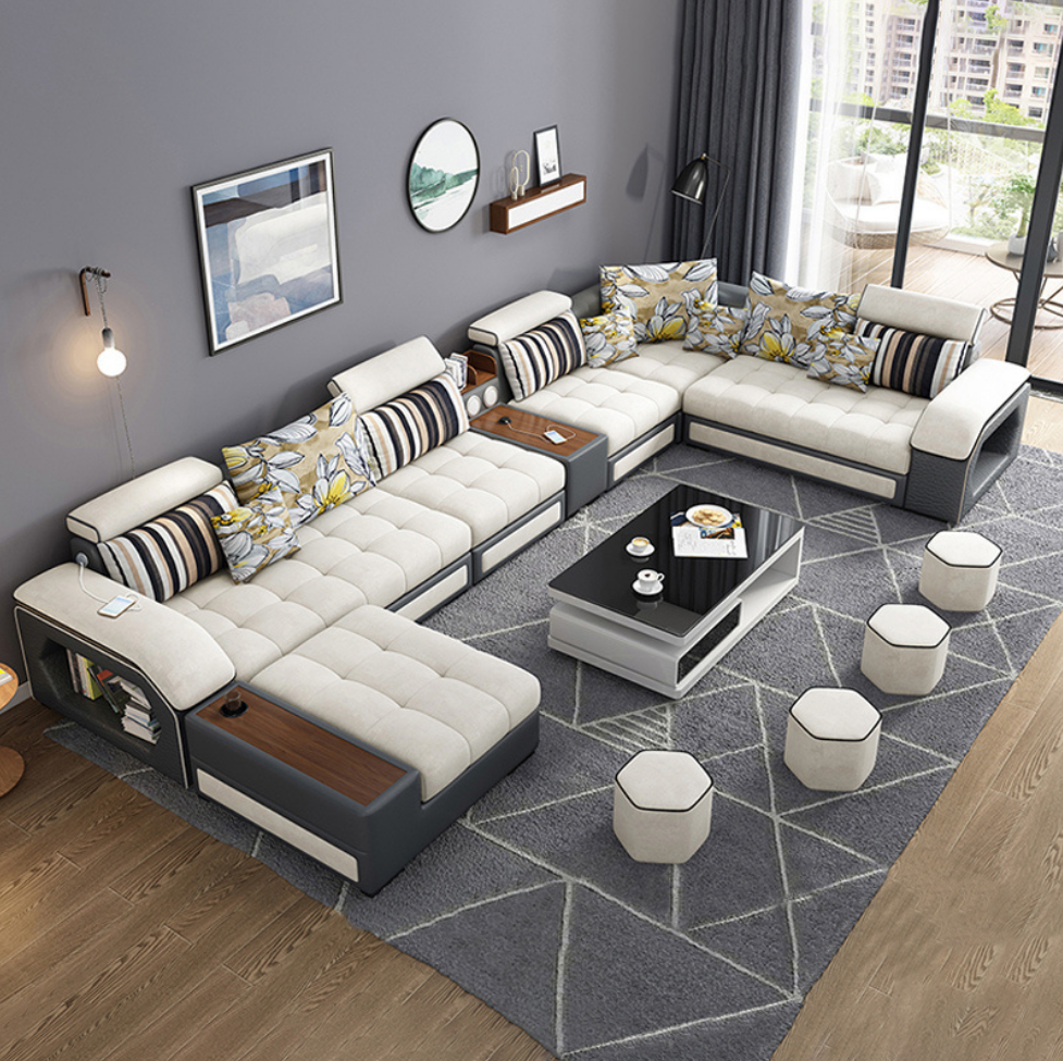 #@ Modern Luxury Living Room Modular Combination Sofa Furniture Set Multifunctional U Shaped 7 Seater Sectional Corner Sofa