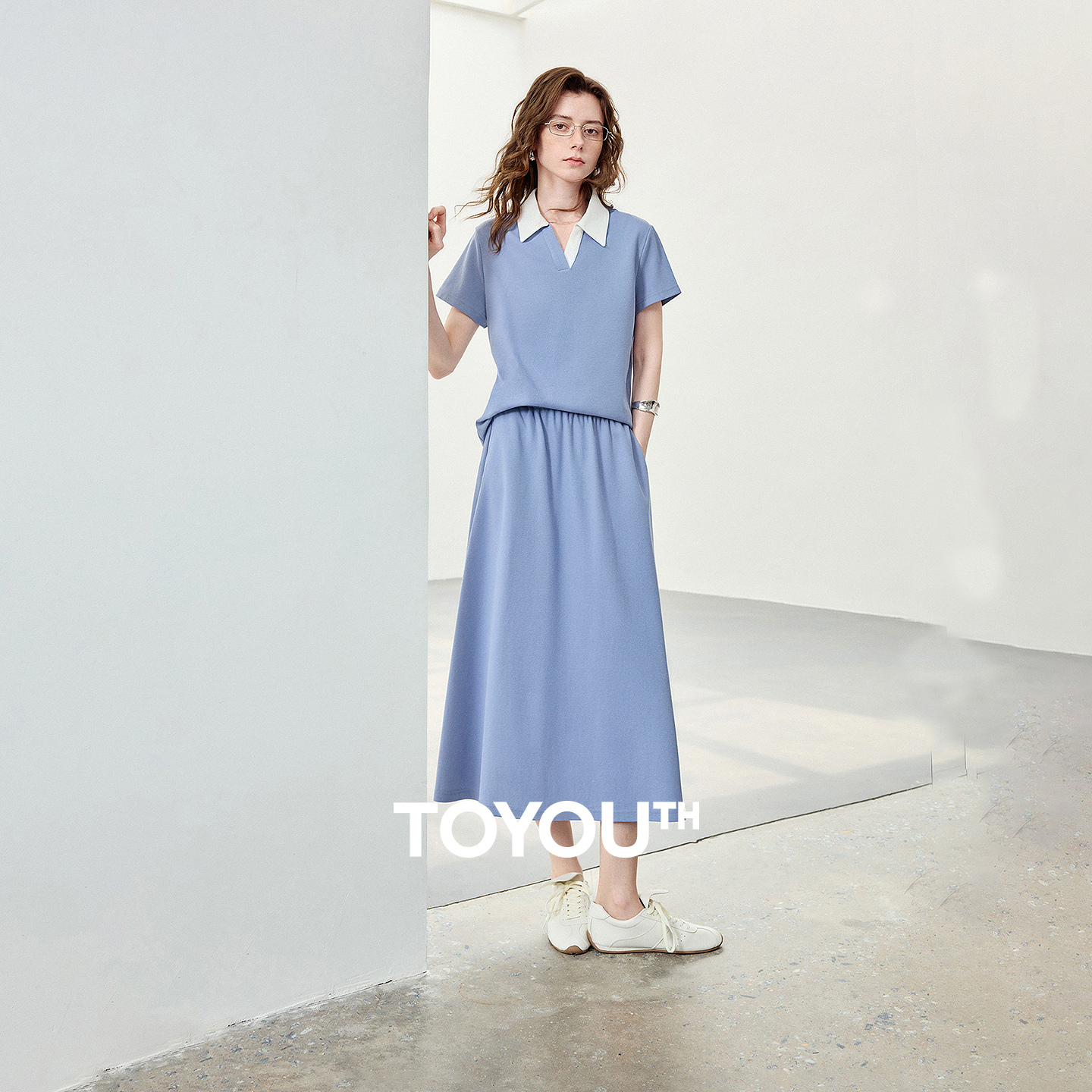 TOYOUTH Women Two Piece Set 2026 Summer Contrast Color Top Skirt Vintage Intellectual Sporty Style Outfit