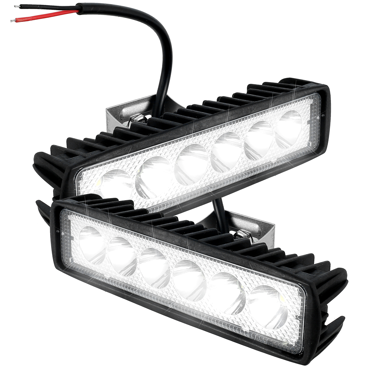 車の LED ライトバー 12V 18 ワット 6000K 超高輝度ワークライト IP67 防水フラッドスポットホワイトオフロードヘッドライトドライビングライト