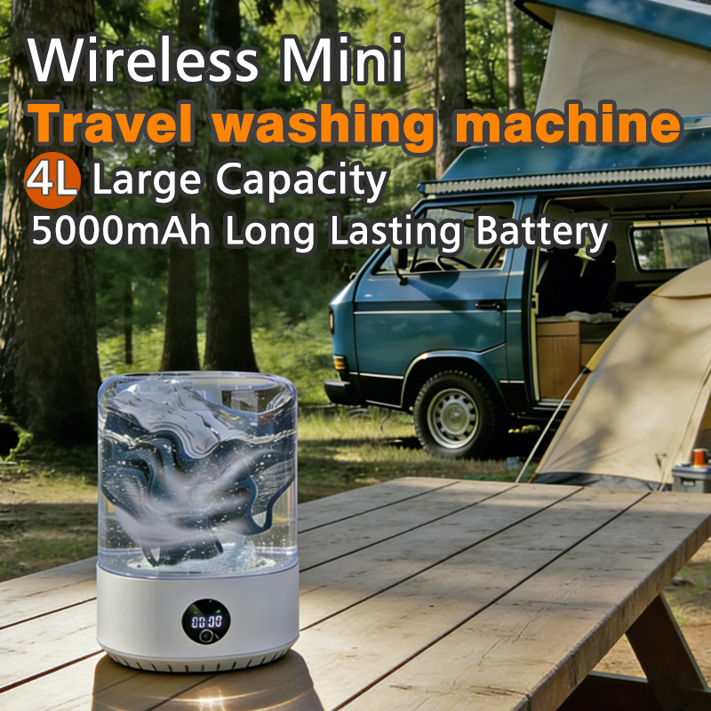 4L 大容量ポータブルミニ洗濯機、5000mAh 3 スピード時限、高速ローター駆動洗濯カップ、旅行用