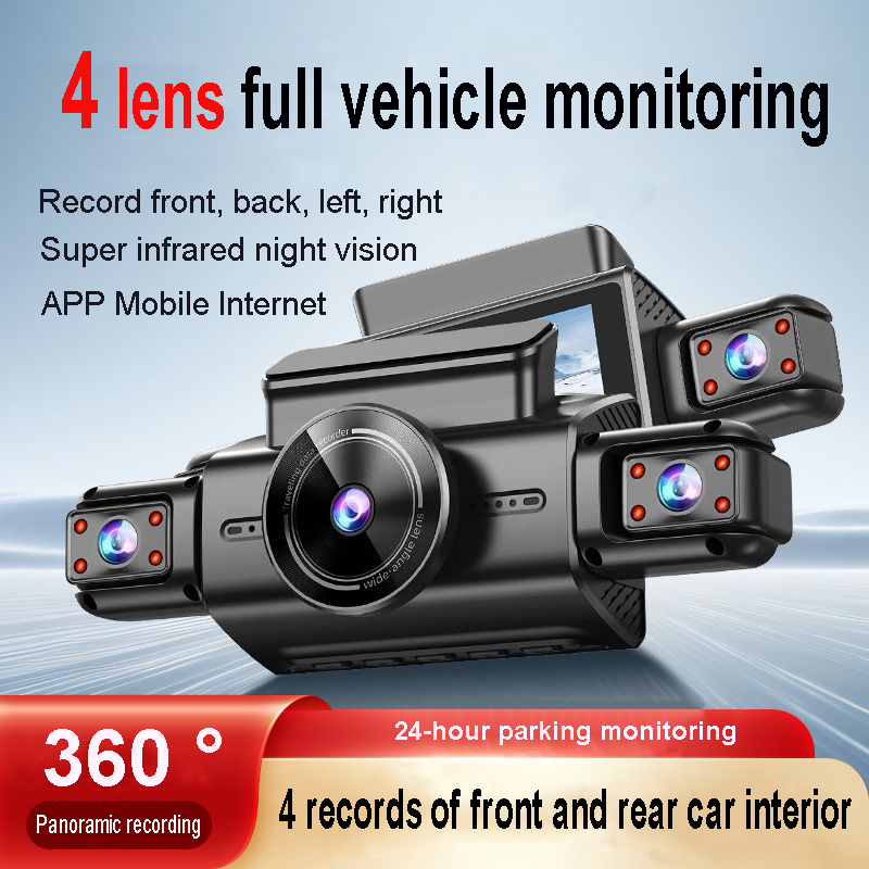 4 チャンネル隠しダッシュカム APP 付き 4K HD ナイトビジョン 24/7 駐車モニター G センサー ループ録画 モーション検出 WDR ブラックボックス