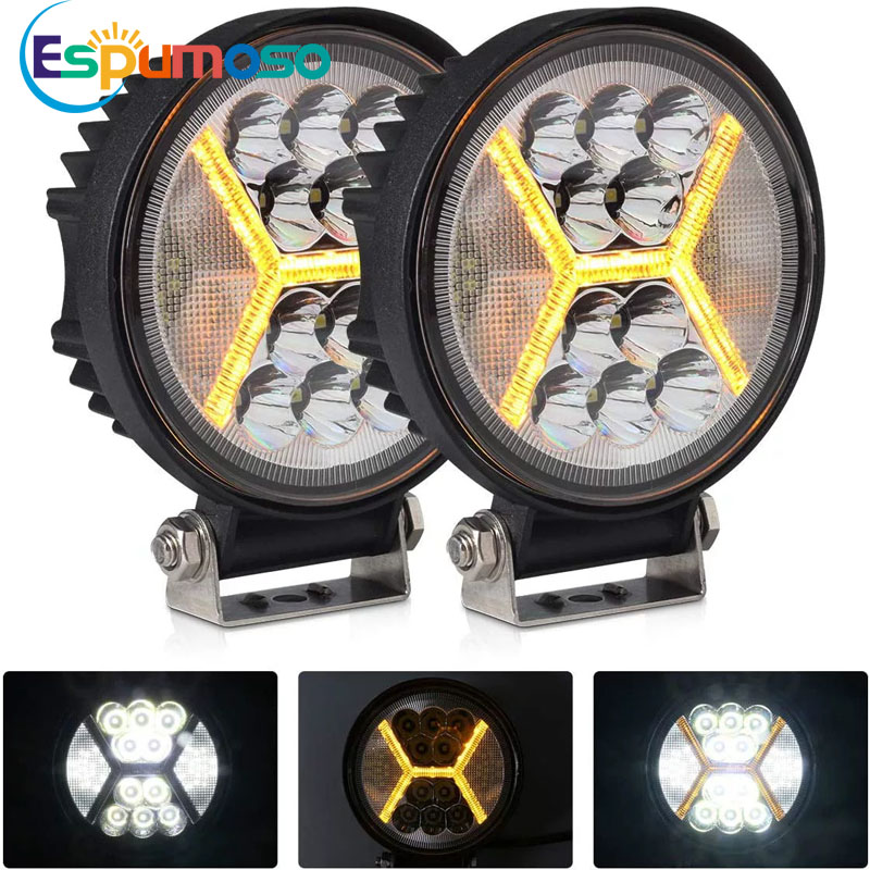 ラウンド LED ワークライト 4 インチスポットフラッドビームオフロード 4 × 4 SUV トラクタートラックフォグランプ駆動車 LED 作業灯