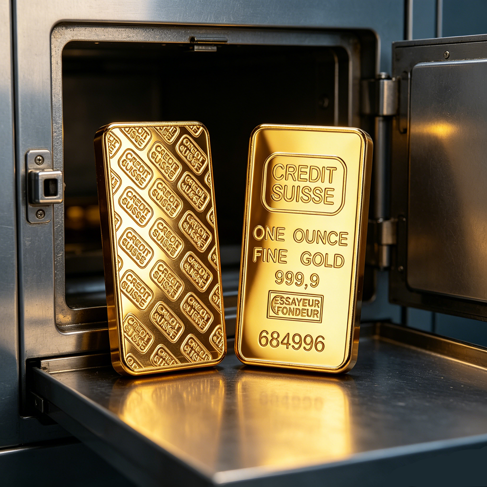 1オンス クレディ・スイス ゴールドバー レプリカ 24K ゴールドメッキ 地金バー 収集価値のある装飾小道具 ドイツのゴールドバー