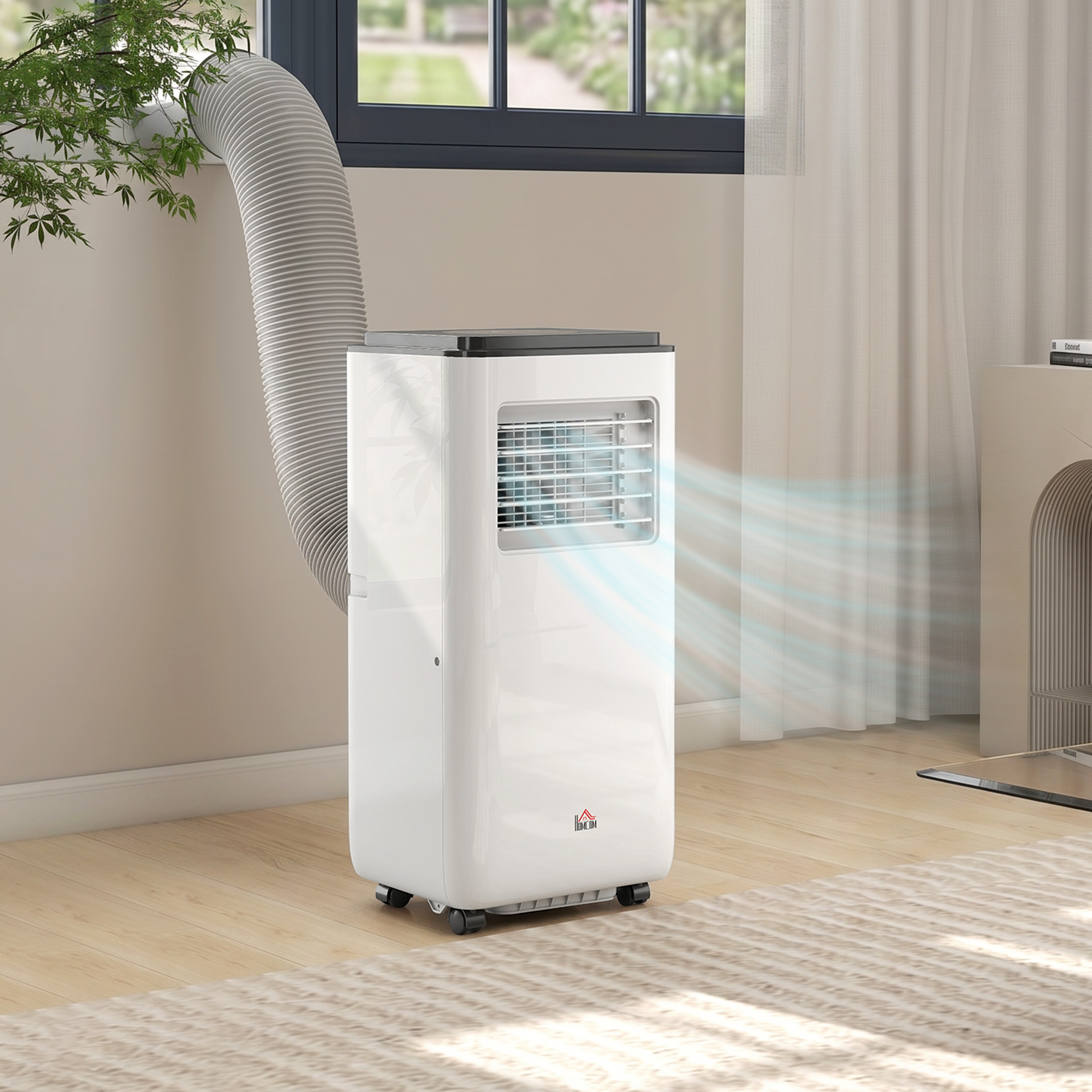 10,000 BTU モバイルエアコン 440 平方メートルFt.、除湿ファン自動スリープ、24 時間タイマーオン/オフ付き、ウィンドウキット、ホワイト